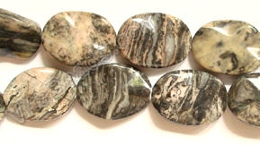 Pink Zebra Jasper  -  Wave Flat Ovals  16"