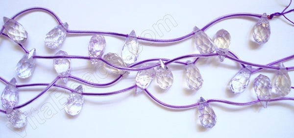 Cracked Crystal (Light Purple) - 8x16mm Faceted Teardrop 16"