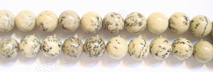 Tree Spot Stone -  12mm Smooth Round Beads  16"
