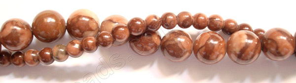 Chinese Red Zebra Jasper  -  Smooth Round Beads  16"