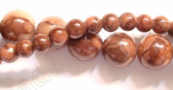 Chinese Red Zebra Jasper  -  Smooth Round Beads  16"