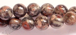 Black Pink Fossil Jasper - Smooth Round    16"