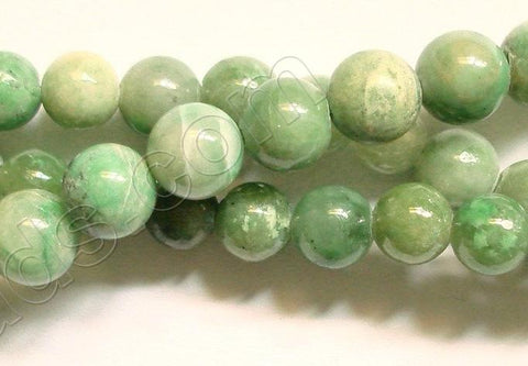 Green Spot Stone - Smooth Round Beads  16"    8 mm