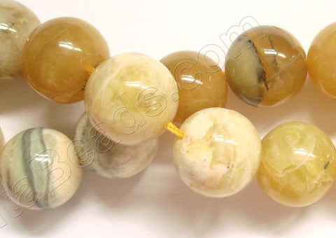 Yellow Opal  -  Big Smooth Round Beads  16"