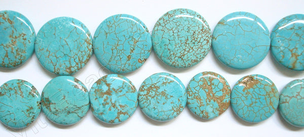 Cracked Chinese Turquoise  -  Puff Coins  16"