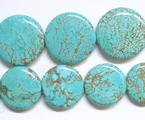 Cracked Chinese Turquoise  -  Puff Coins  16"