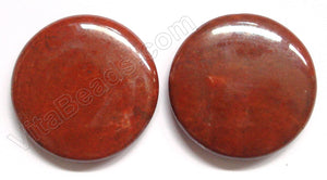 Pendant - Smooth Round Red FossilCoral - Solid Dark