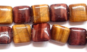 Mixed Red Yellow Tiger Eye  -  Puff Squares 16"