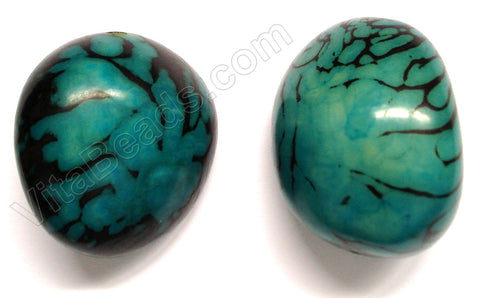Smooth Pendant - Egg Tagua - Palm Tree Nuts Turquoise Color
