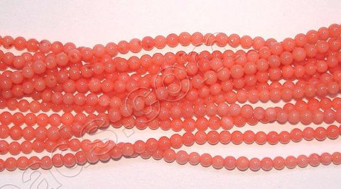 Peach Coral AAA  -  Small Smooth Round Beads 15"