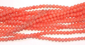Peach Coral AAA  -  Small Smooth Round Beads 16"