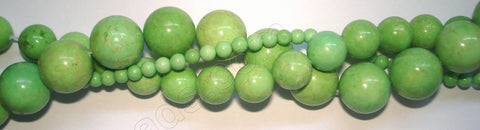 Stablelized Olive Turquoise  -  Smooth Round Beads  16"     12 mm