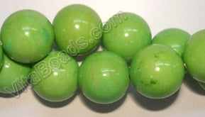 Stablelized Olive Turquoise -  Smooth Round Beads  16"