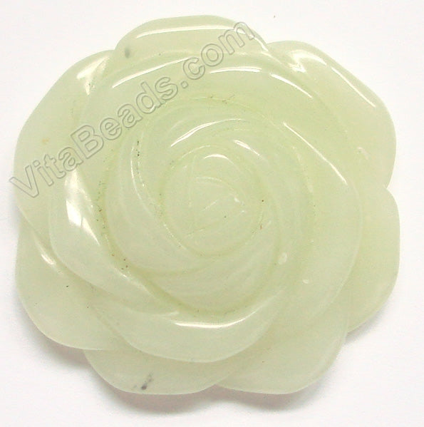 Carved Flower Pendant - New Jade - Light