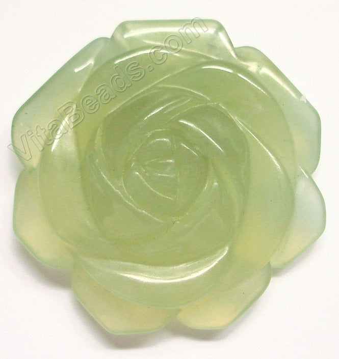 Carved Flower Pendant - New Jade - Dark