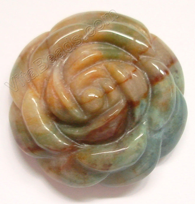 Carved Flower Pendant - Fancy Jasper - Mixed Dark