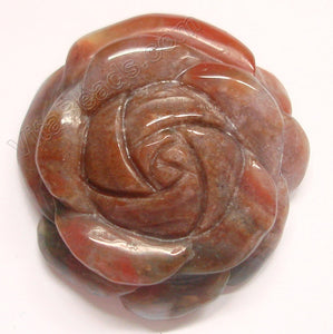 Carved Flower Pendant - Fancy Jasper - Red