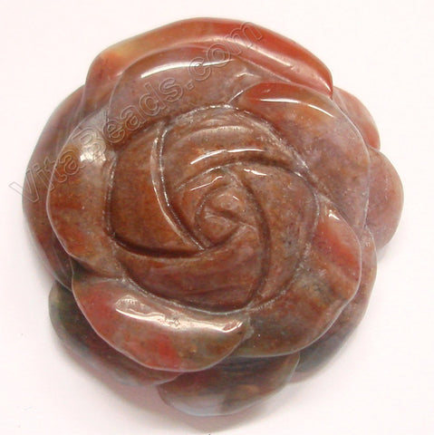 Carved Flower Pendant - Fancy Jasper - Red