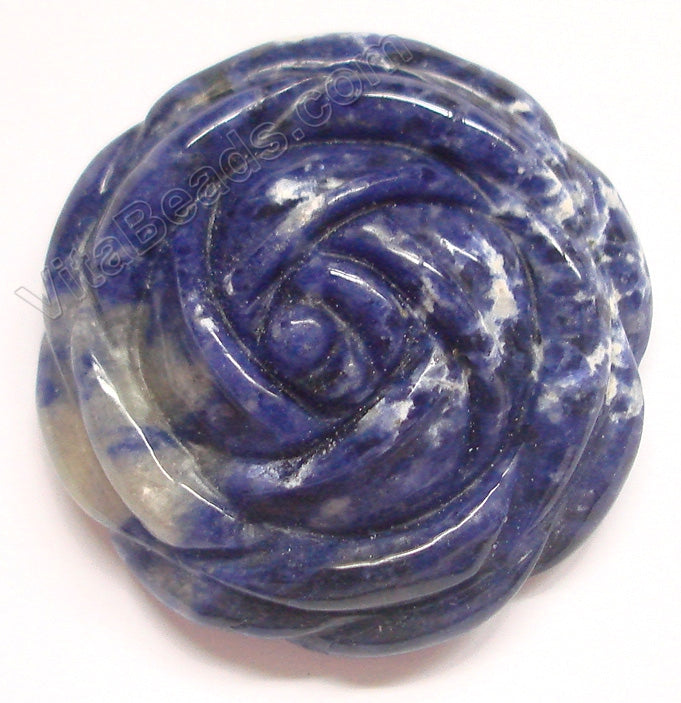 Carved Flower Pendant - Sodalite