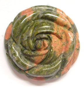 Carved Flower Pendant - Unakite