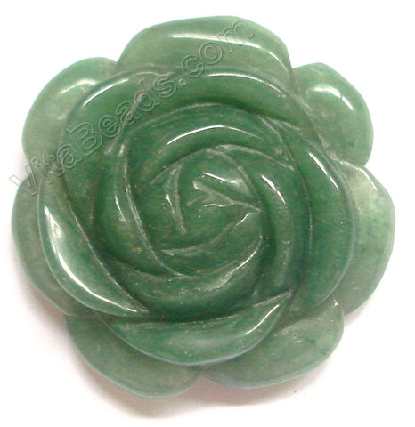 Carved Flower Pendant - Green Aventurine - Dark