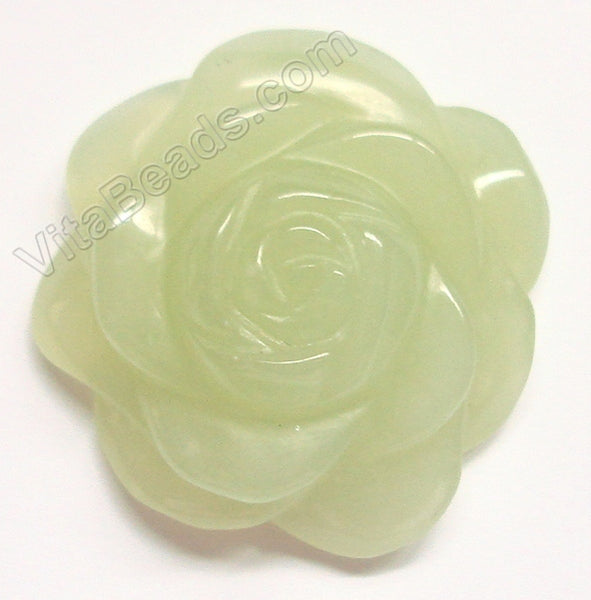 Carved Flower Pendant - New Jade - Light
