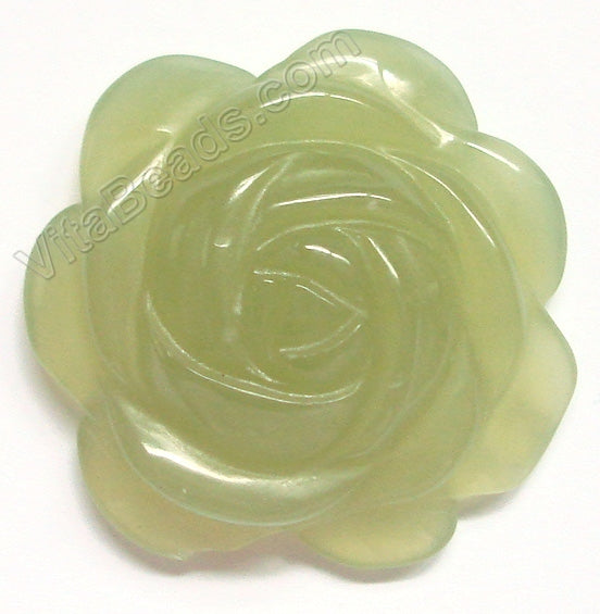 Carved Flower Pendant - New Jade - Dark