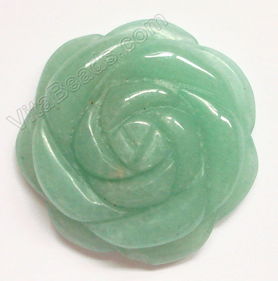 Carved Flower Pendant - Green Aventurine - Light