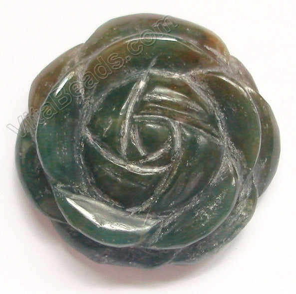 Carved Flower Pendant - Fancy Jasper - Dark