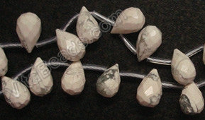 Howlite White - 7x10mm Faceted Teardrop 16"