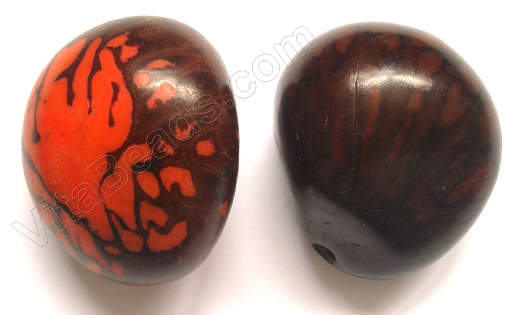 Smooth Pendant - Egg Tagua - Palm Tree Nuts Dark Brown