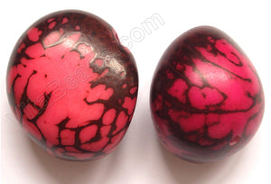 Smooth Pendant - Egg Tagua - Palm Tree Nuts Dark Pink