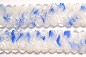 White Blue Crystal  -  Double Drilled V 7"