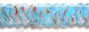 Aqua Alaska Sunset Qtz  -  Double Drilled V Strand 6"