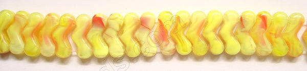 Yellow Red Crystal  -  Double Drilled V 4.5"