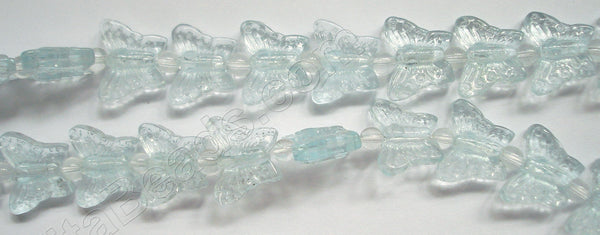 Aqua Crystal Qtz  -  Carved Butterfly  7.5"