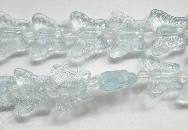 Aqua Crystal Qtz  -  Carved Butterfly  7.5"