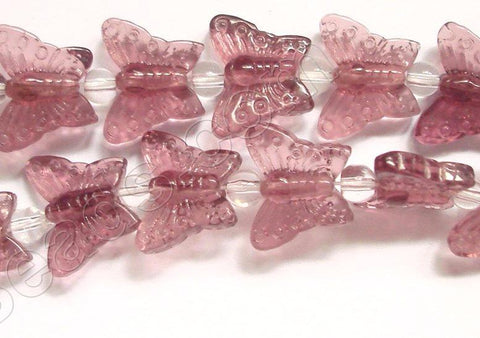Light Red Fluorite Qtz  -  Carved Butterfly  7.5"