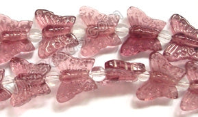 Light Red Fluorite Qtz  -  Carved Butterfly  7.5"