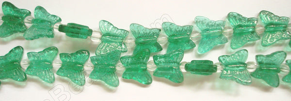 Light Emerald Crystal Qtz  -  Carved Butterfly  7.5"