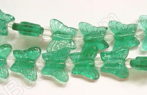 Light Emerald Crystal Qtz  -  Carved Butterfly  7.5"