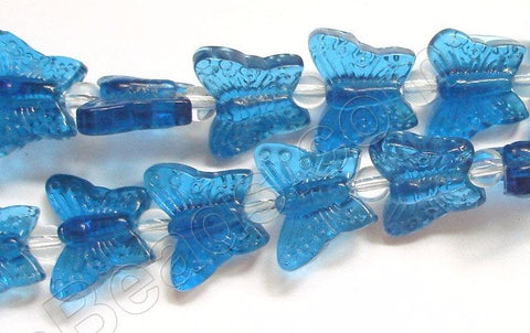London Blue Crystal Qtz  -  Carved Butterfly  7.5"