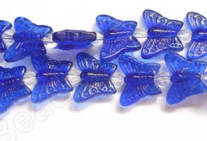 Royal Blue Crystal Qtz  -  Carved Butterfly  7.5"