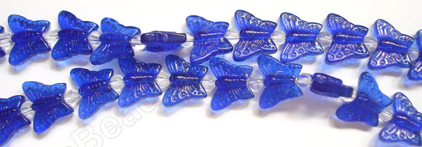 Royal Blue Crystal Qtz  -  Carved Butterfly  7.5"