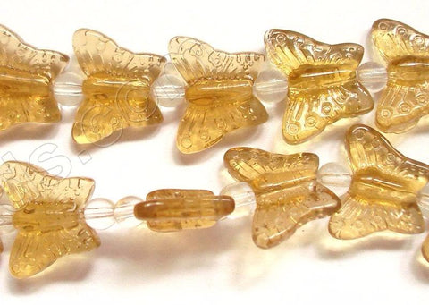 Honey Crystal Qtz  -  Carved Butterfly  7.5"