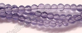 Amethyst Crystal Quartz  -  Smooth Round   14"      4 mm