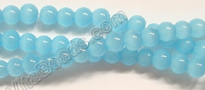 Aqua Chalcedony Quartz  -  Smooth Round   14"      4 mm