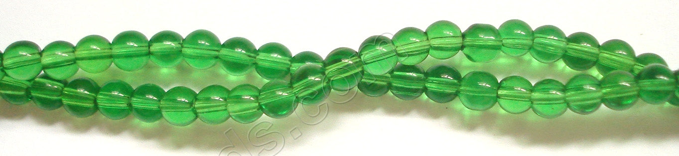 Dark Green Crystal Quartz  -  Smooth Round   14"      6 mm