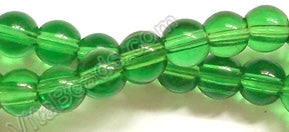 Dark Green Crystal Quartz  -  Smooth Round   14"      6 mm