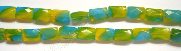Turquoise & Yellow Qtz  -  Faceted Rectangles  12"